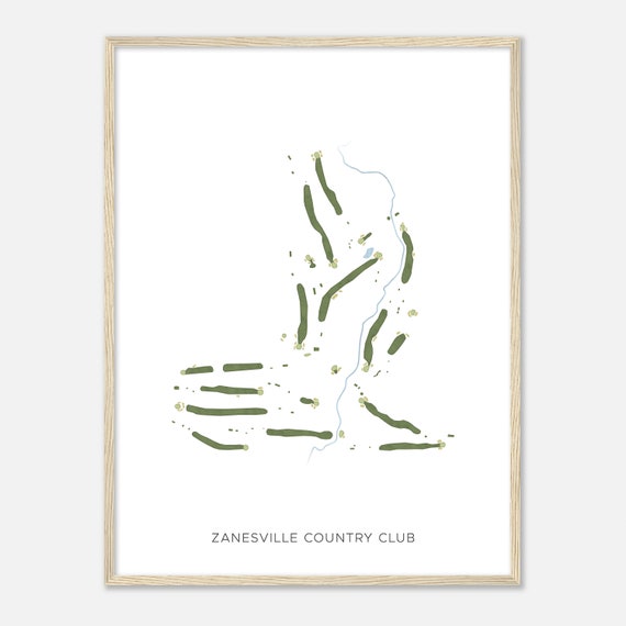 Zanesville Country Club Ohio Modern Watercolor Map Golfer Gift Golf Wall Art Golf Poster Print Course Layout