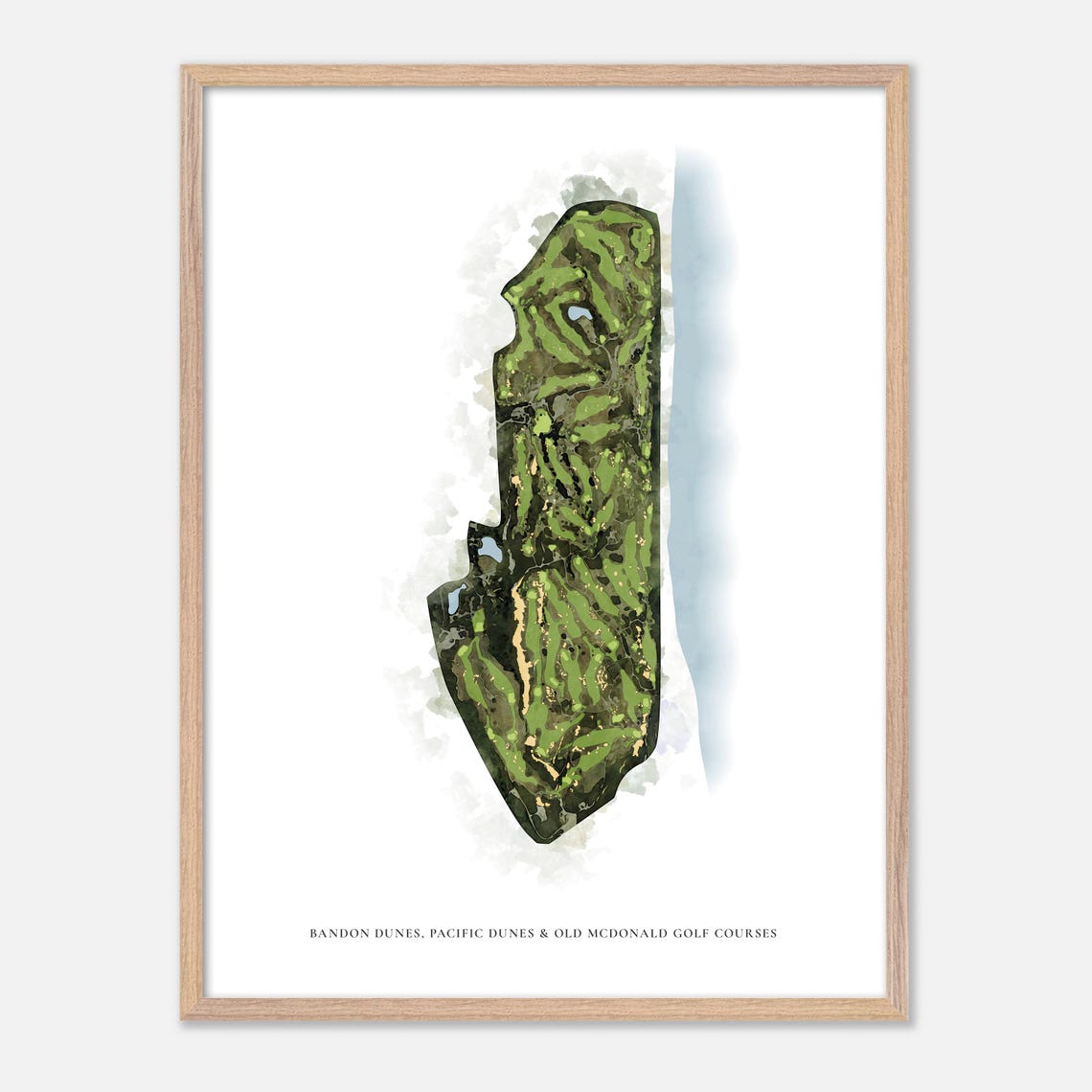 Bandon Dunes Pacific Dunes Old McDonald Golf Courses Map Art Poster - Image 6