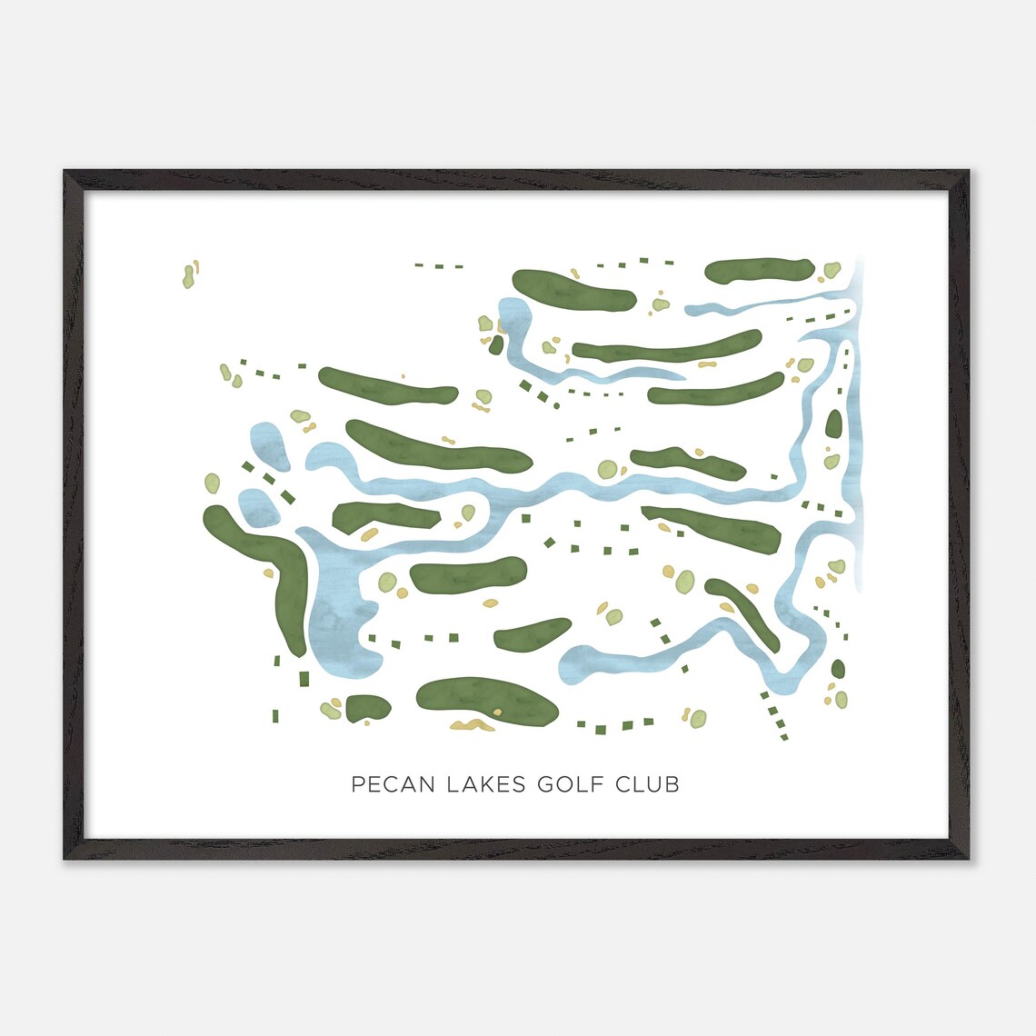 Pecan Lakes Golf Club Watercolor Riverside Fairway Map Poster - Image 5
