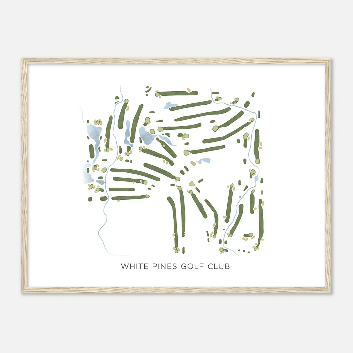 White Pines Golf Club Illinois Modern Watercolor Course Map Poster - Image 2