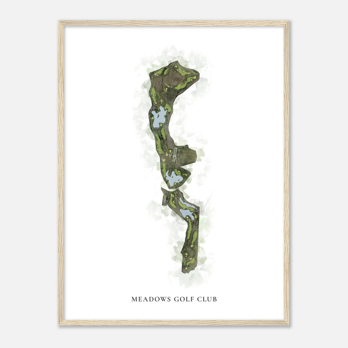 Meadows Golf Club Classic Painterly Watercolor Golf Course Map Poster