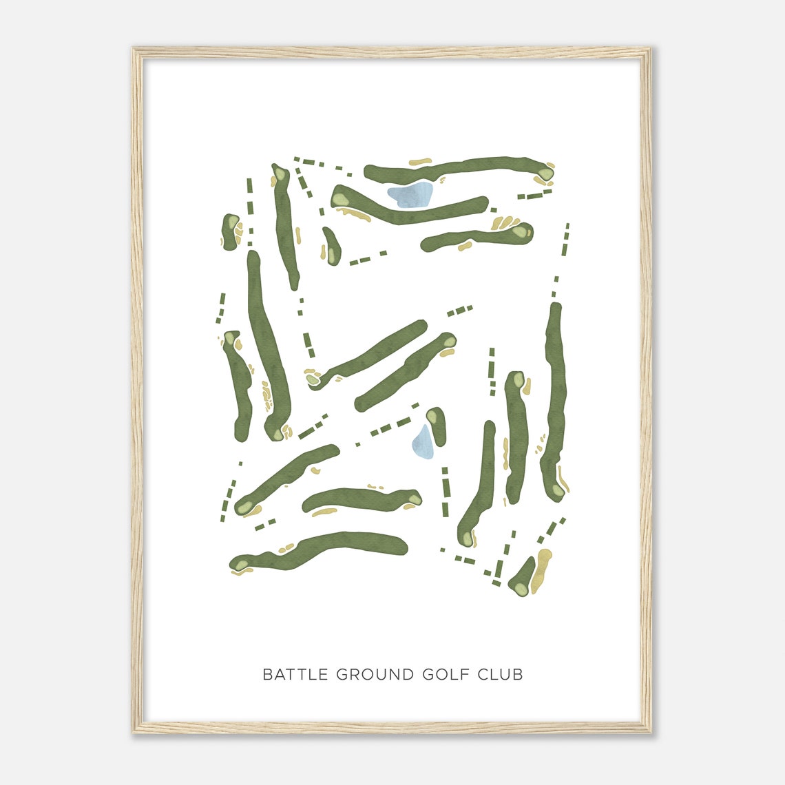 Battle Ground Golf Club Indiana Modern Watercolor Course Map Poster