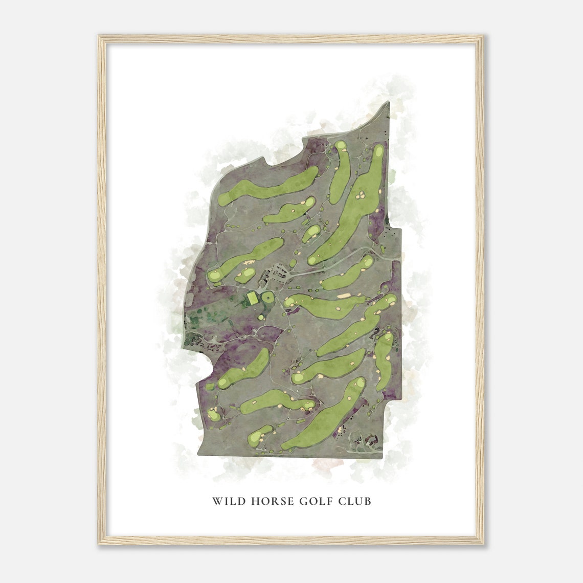 Wild Horse Golf Club Nebraska Classic Watercolor Course Map Poster