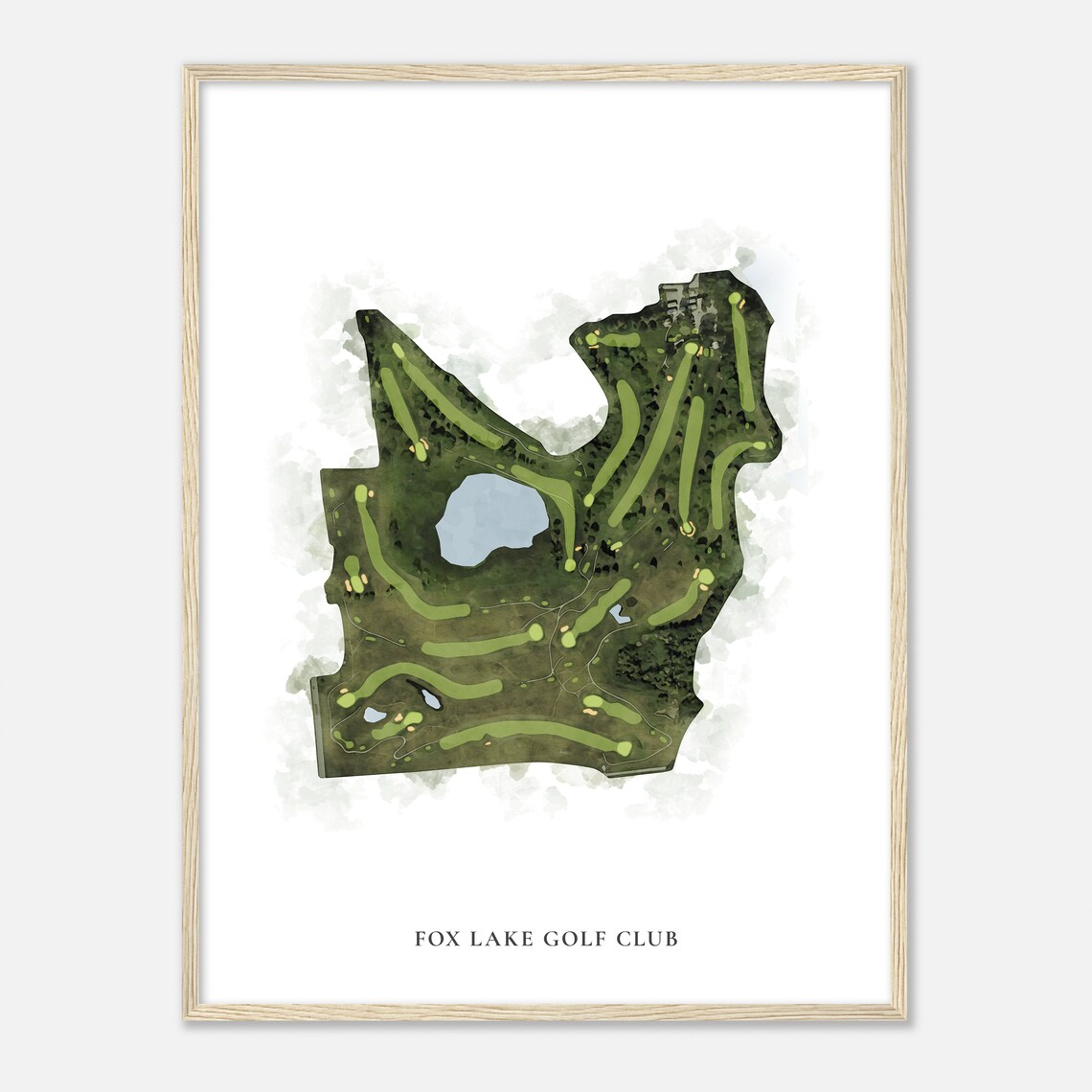 Fox Lake Golf Club Wisconsin Classic Watercolor Golf Course Map Poster