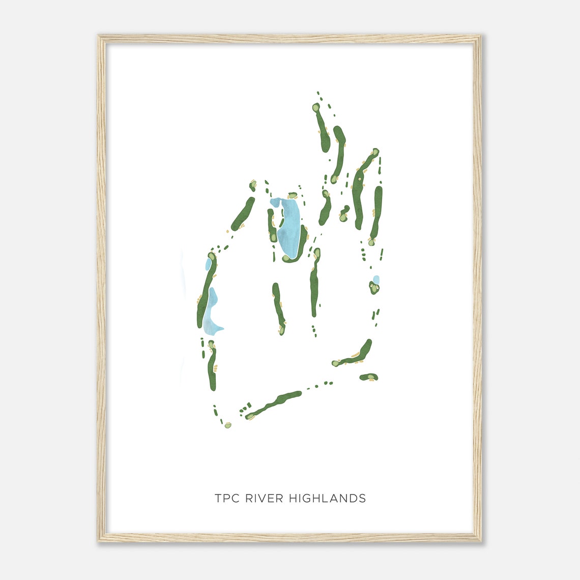 TPC River Highlands Connecticut Modern Watercolor Golf Map Poster