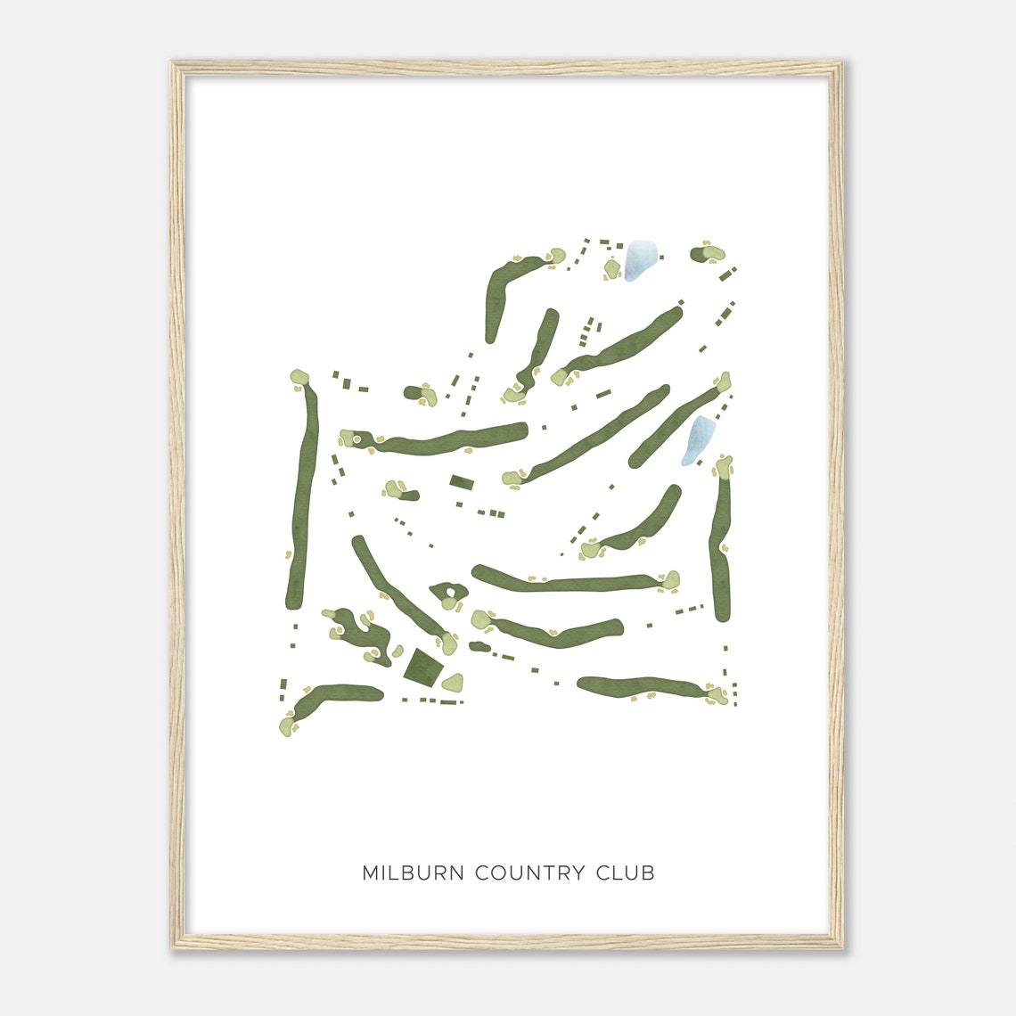 Milburn Country Club Modern Minimalist Golf Course Map Poster