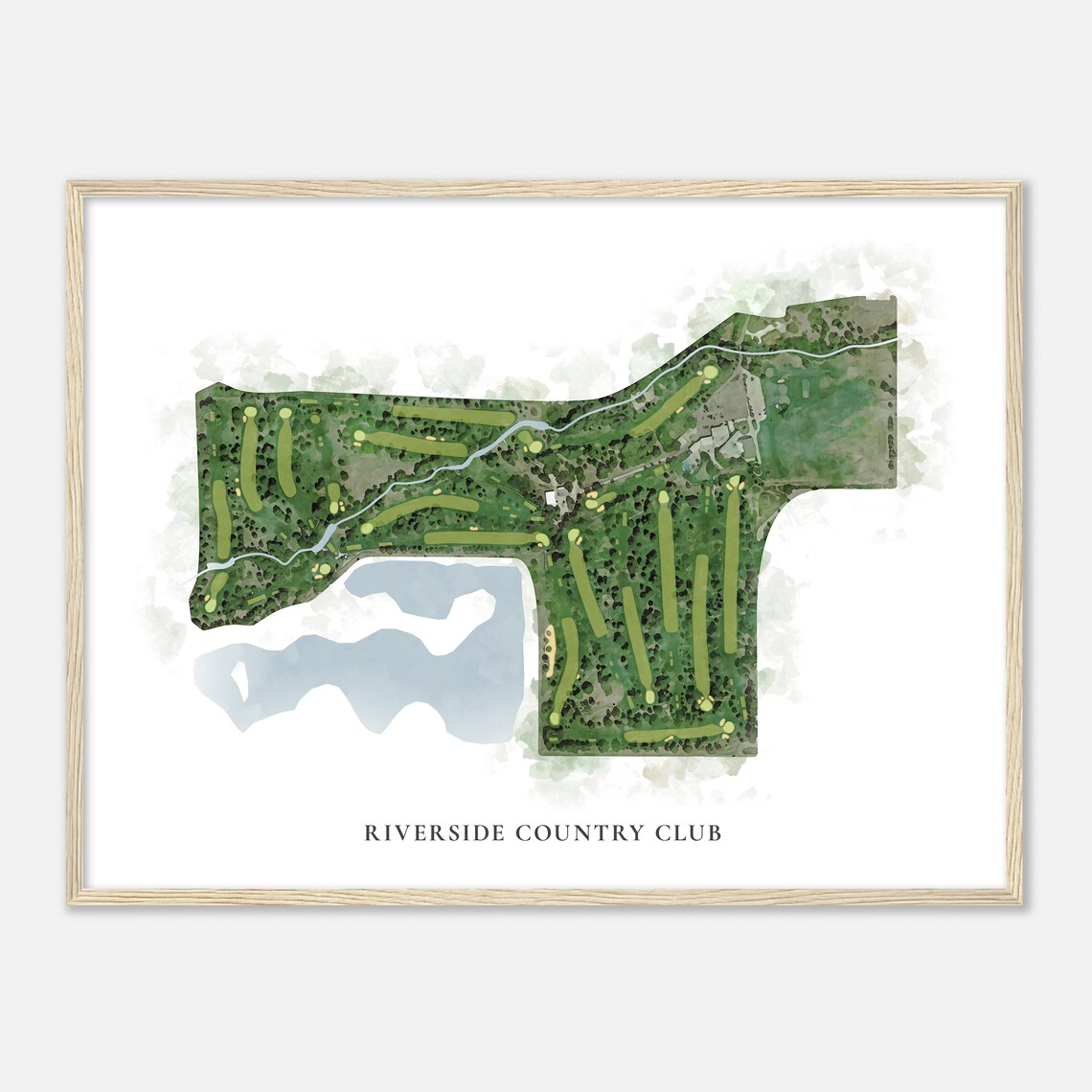 Riverside Country Club Classic Watercolor Aerial Course Map Art Poster - Image 2