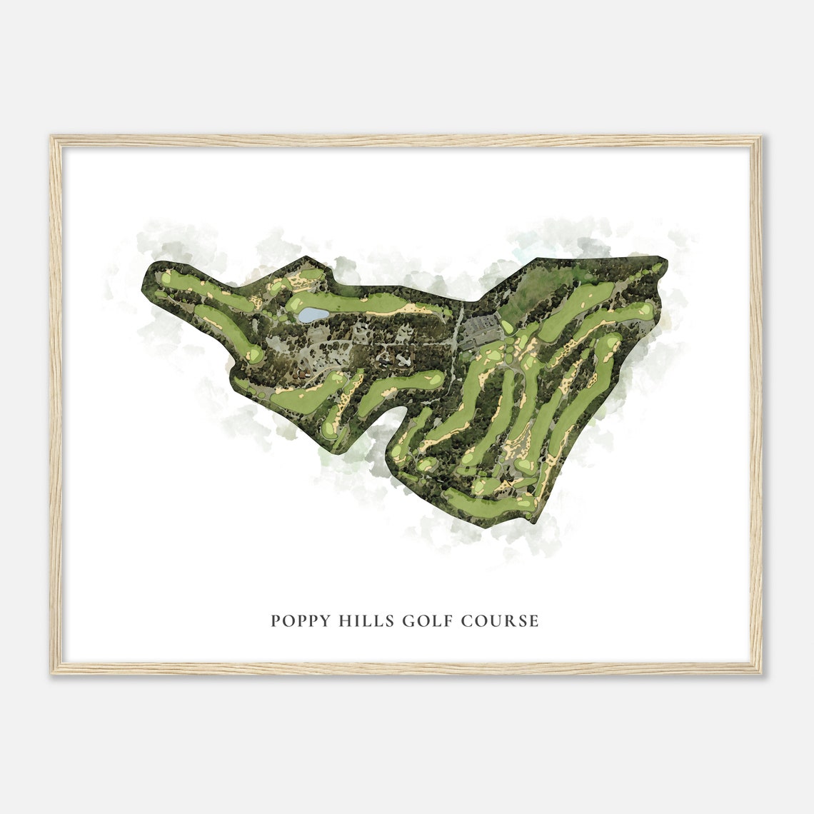 Poppy Hills Golf Course Classic Aerial Watercolor Map Golf Poster