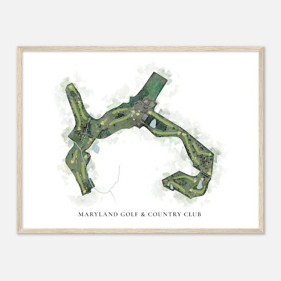 Maryland Golf & Country Club Elegant Watercolor Aerial Course Map Art Poster