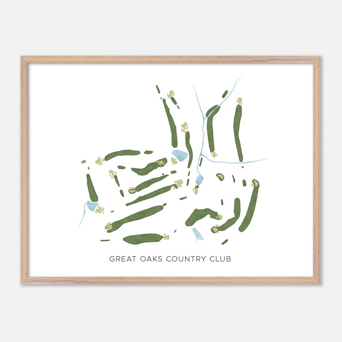 Great Oaks Country Club Floyd Virginia Watercolor Map Poster