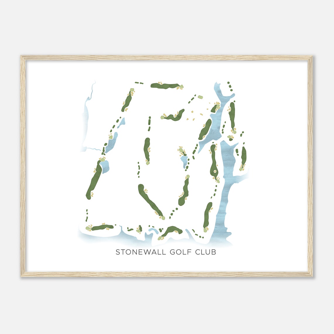 Stonewall Golf Club Modern Watercolor Golf Course Map Poster - Image 2