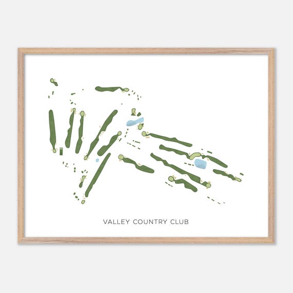 Valley Country Club In Warwick Rhode Island Modern Watercolor Map Golfer Gift Golf Wall Art Golf Poster Print Course Layout
