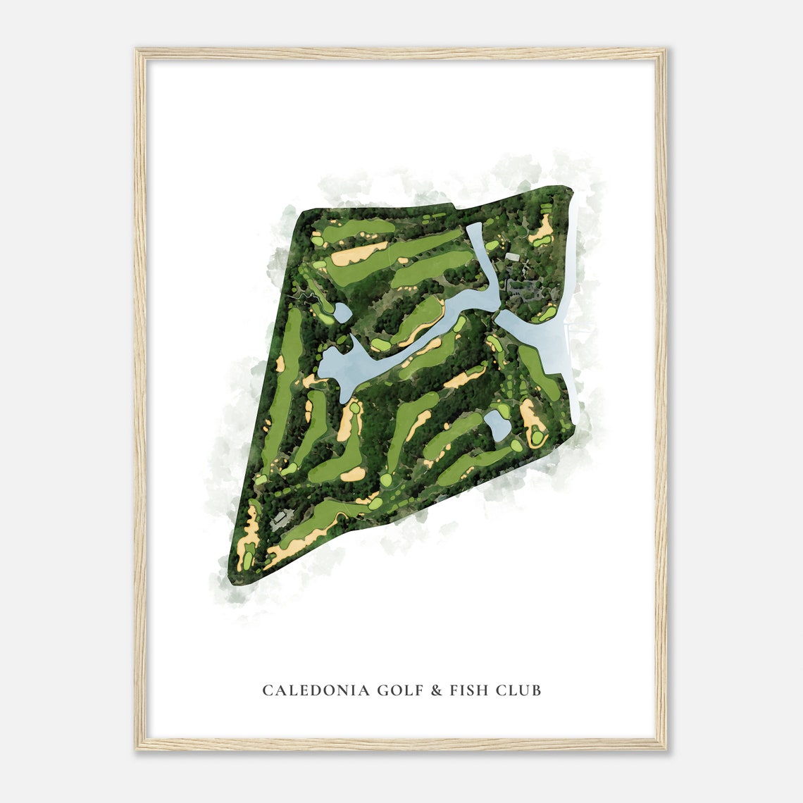 Caledonia Golf & Fish Club Classic Aerial Watercolor Map Golf Poster