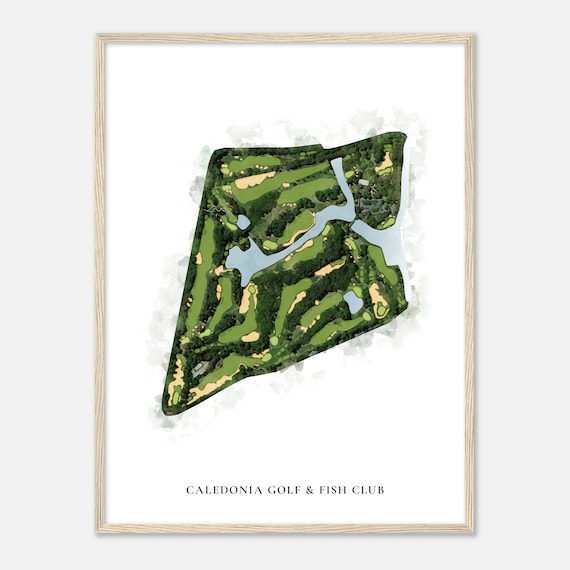 Caledonia Golf Fish Club South Carolina Classic Watercolor Map Golfer Gift Golf Wall Art Golf Poster Print Course Layout