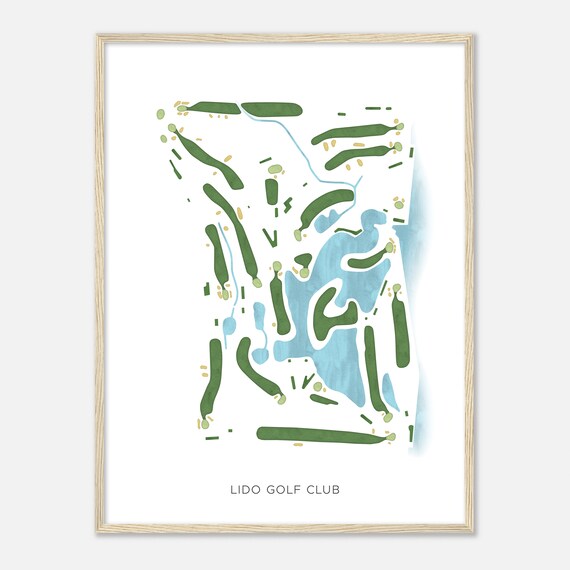 Lido Golf Club New York Modern Watercolor Map Golfer Gift Golf Wall Art Golf Poster Print Course Layout