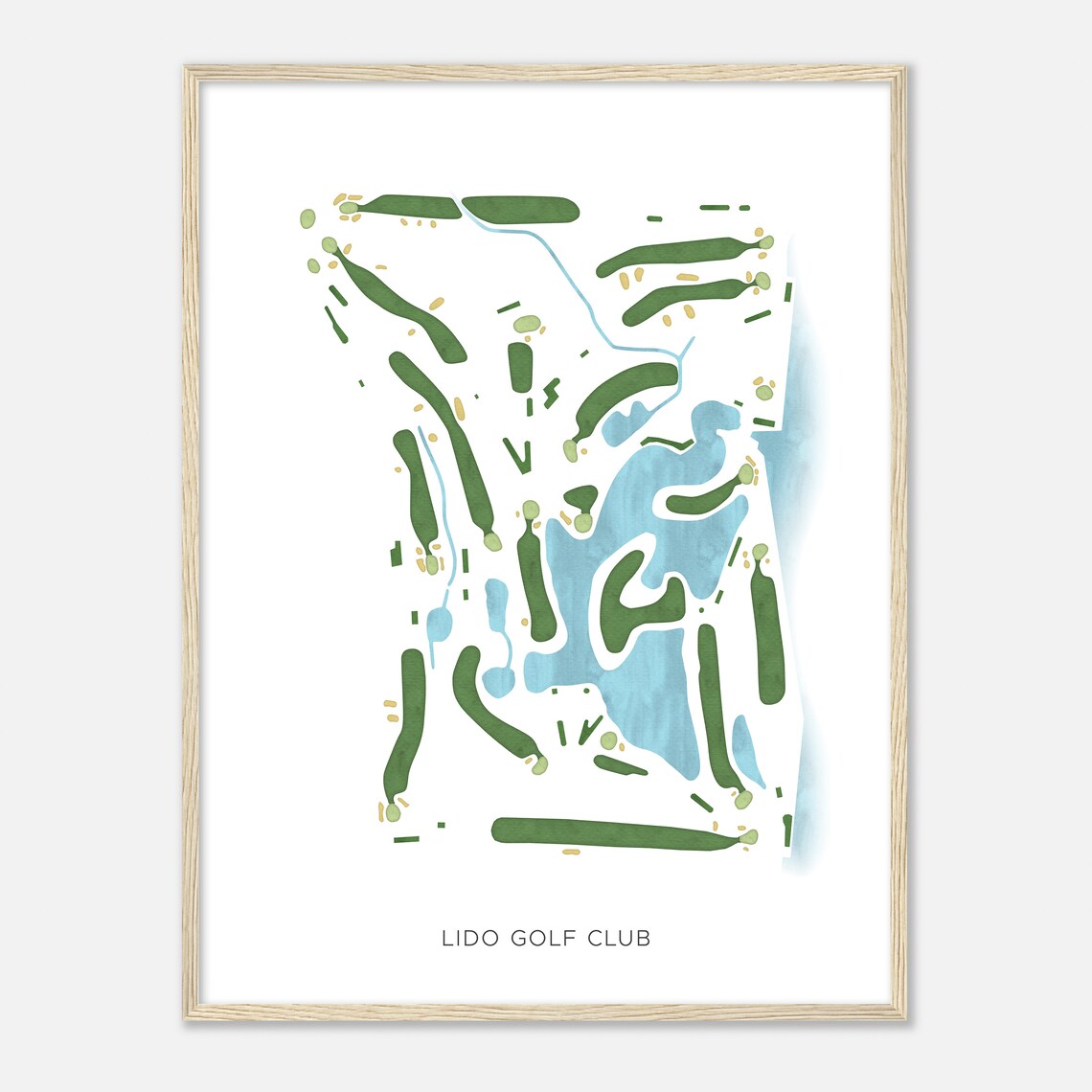 Lido Golf Club New York Modern Watercolor Map Golfer Gift Golf Wall Art Golf Poster Print Course Layout