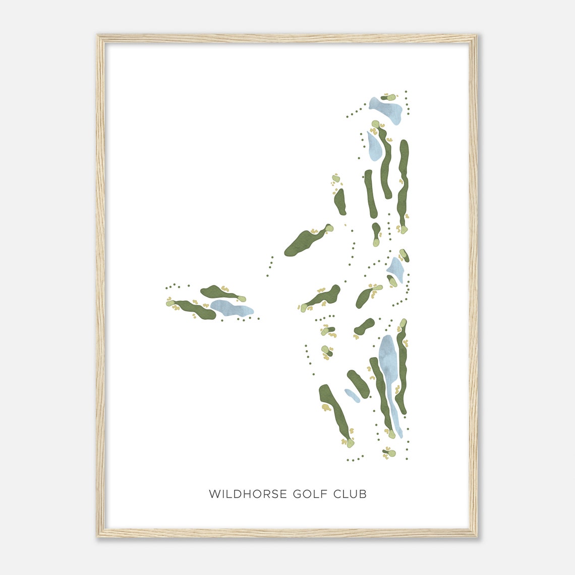 Wildhorse Golf Club Modern Minimalist Golf Course Map Poster