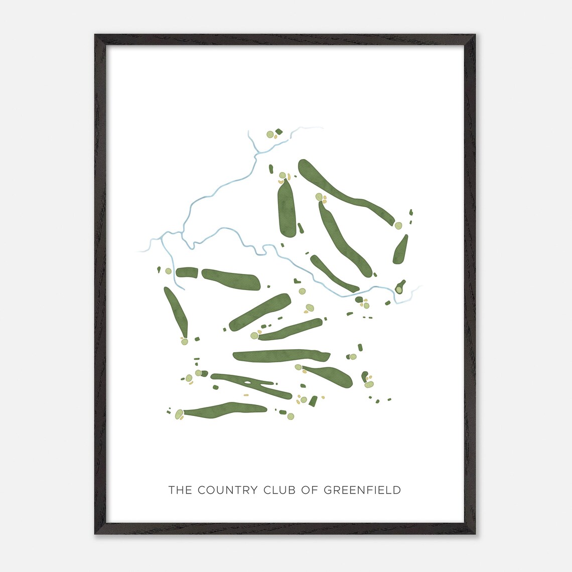 The Country Club of Greenfield Modern Watercolor Course Map Poster - Image 3