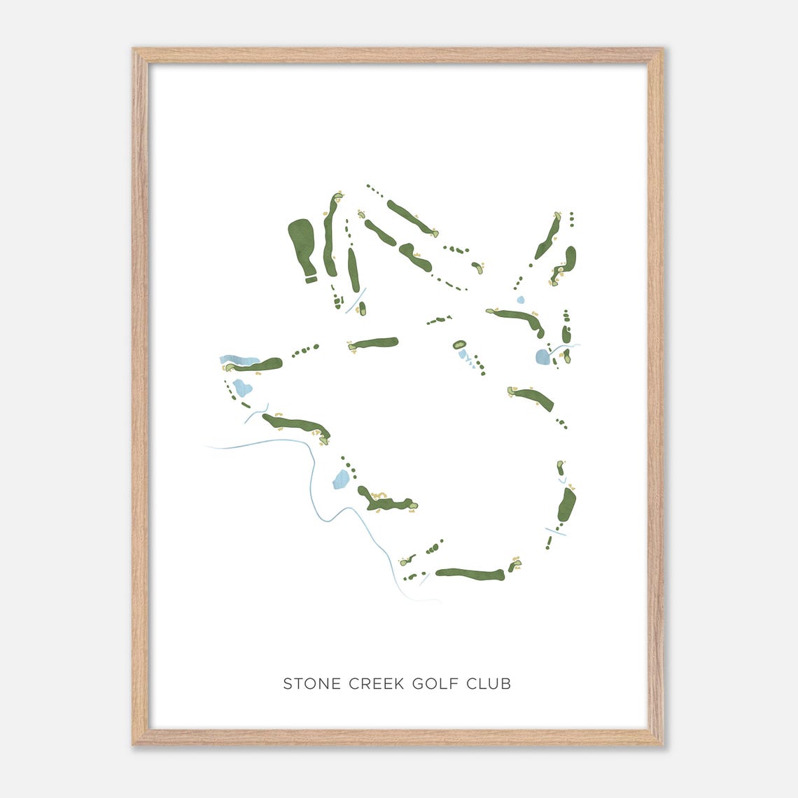 Stone Creek Golf Club Sherman Texas Watercolor Course Map Poster - Image 2