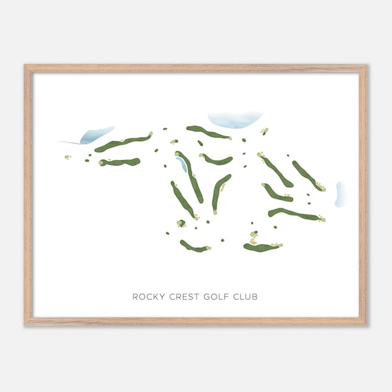 Rocky Crest Golf Club Modern Minimalist Watercolor Golf Map Poster