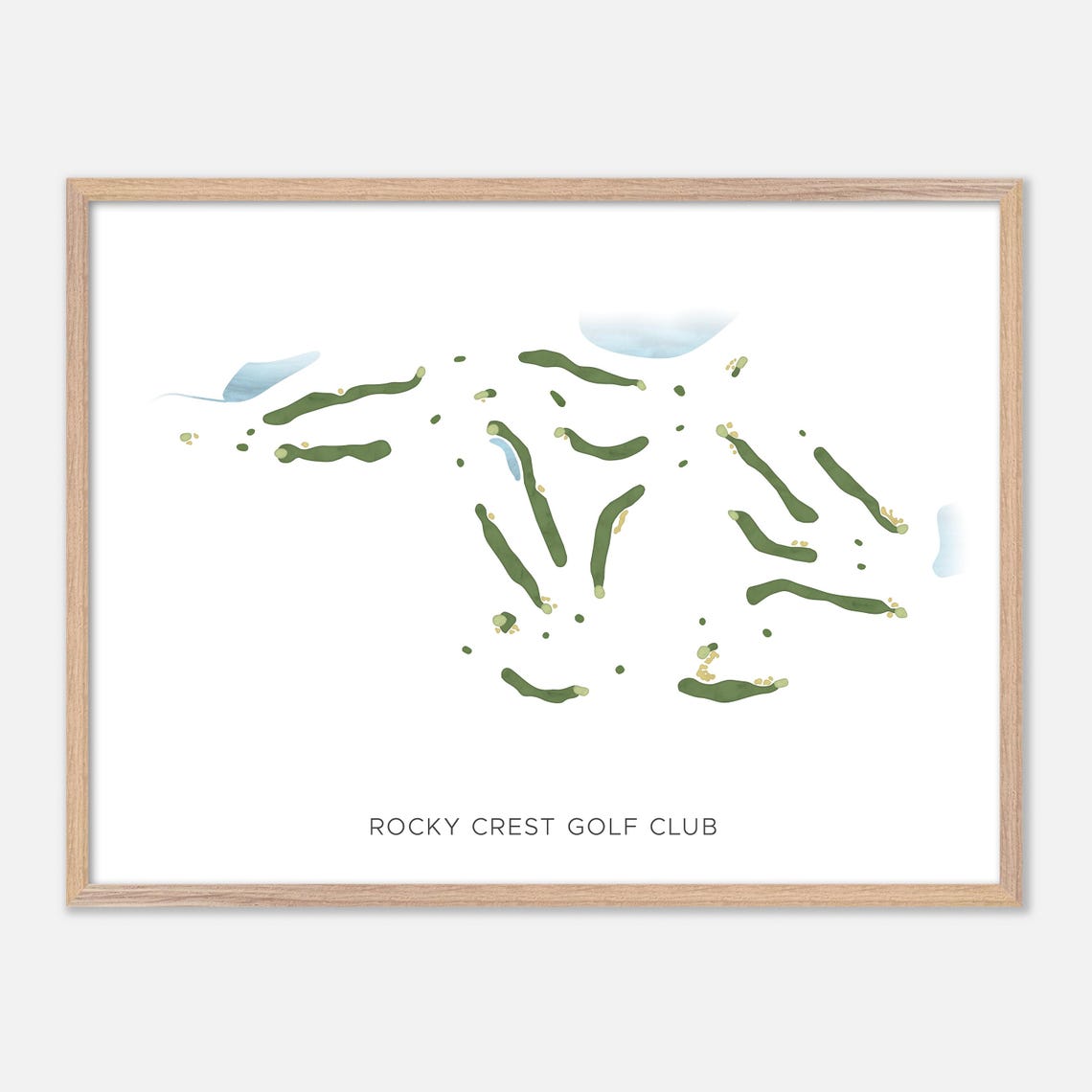 Rocky Crest Golf Club Modern Minimalist Watercolor Golf Map Poster