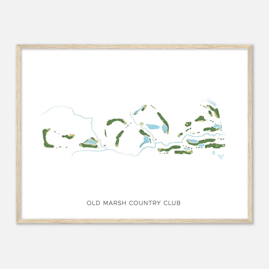 Old Marsh Country Club Maine Modern Watercolor Map Golfer Gift Golf Wall Art Golf Poster Print Course Layout