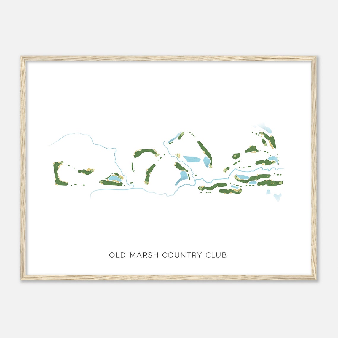 Old Marsh Country Club Minimalist Course Map Golf Gift Art Poster