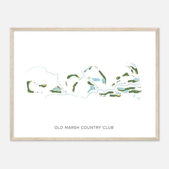 Old Marsh Country Club Maine Modern Watercolor Map Golfer Gift Golf Wall Art Golf Poster Print Course Layout
