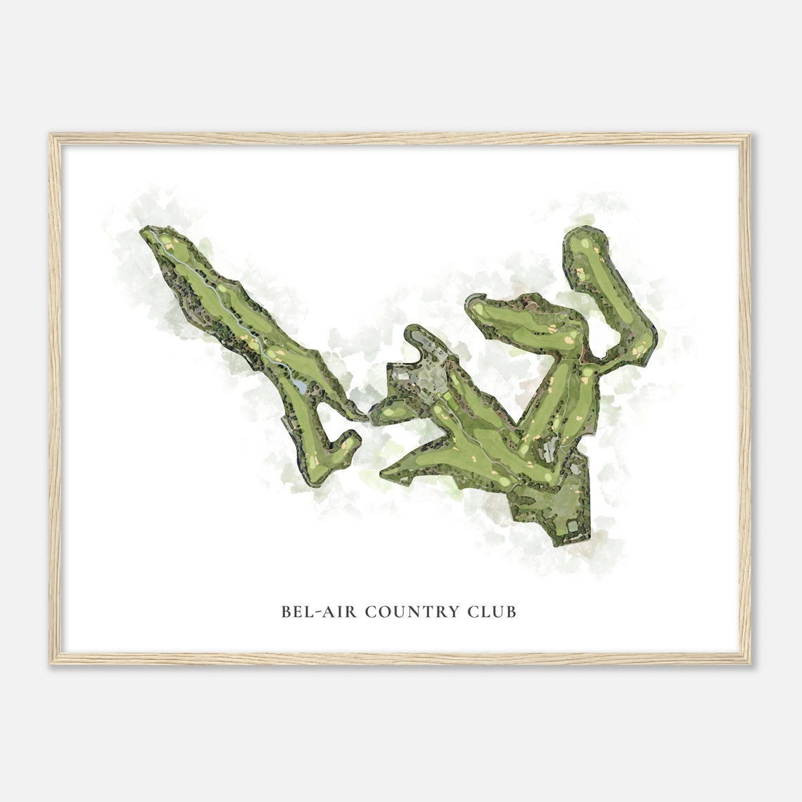 Bel-Air Country Club Watercolor Aerial Golf Course Map Poster - Image 2