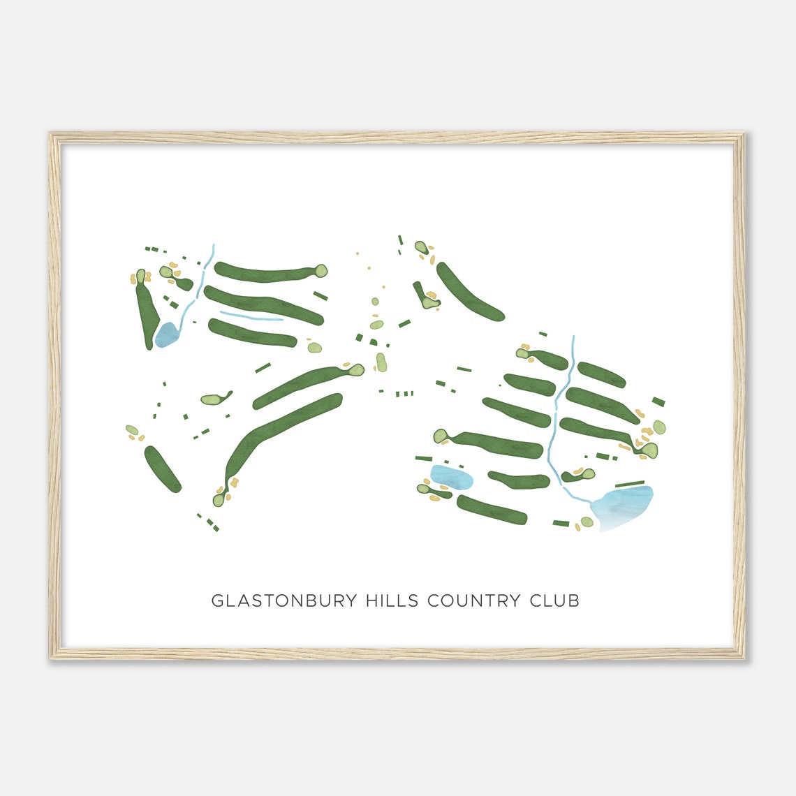 Glastonbury Hills Country Club Golf Map Modern Watercolor Poster - Image 2