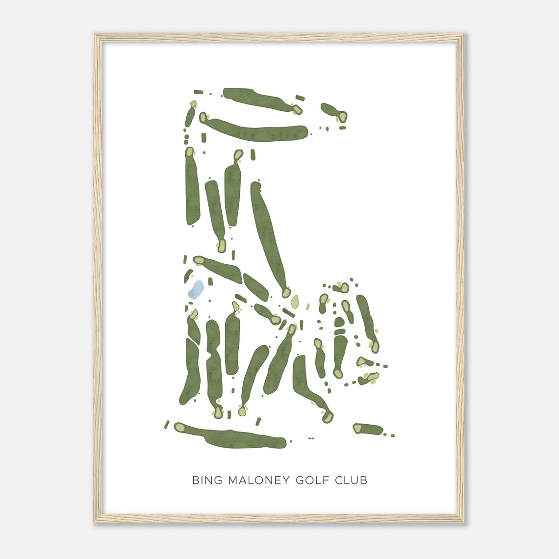 Bing Maloney Golf Club California Watercolor Course Map Poster