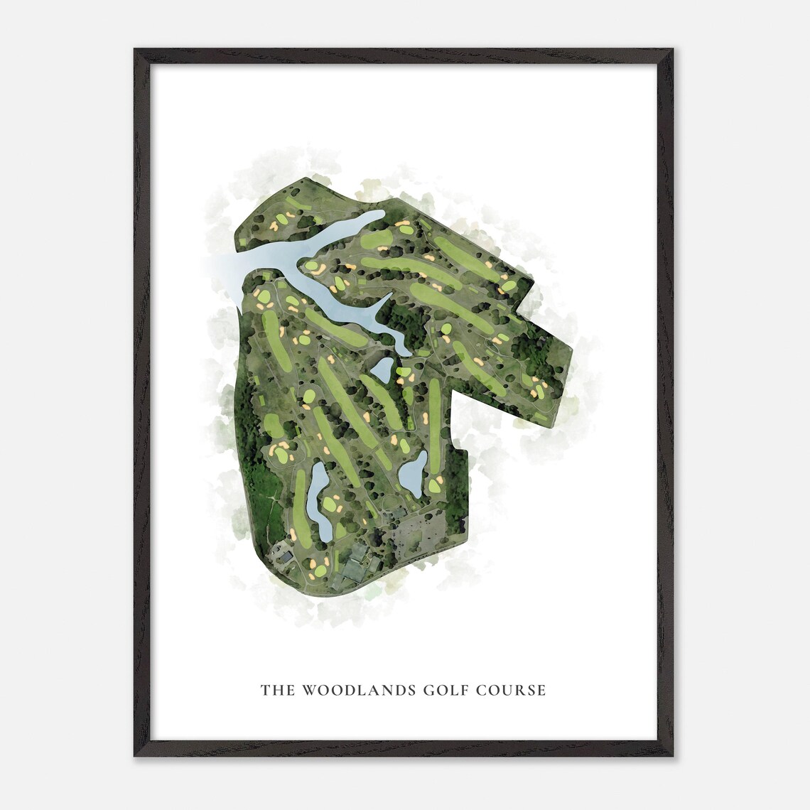 The Woodlands Golf Course Hampton Virginia Classic Watercolor Map Poster - Image 3