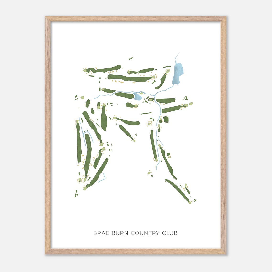 Brae Burn Country Club Massachusetts Modern Watercolor Map Poster - Image 2