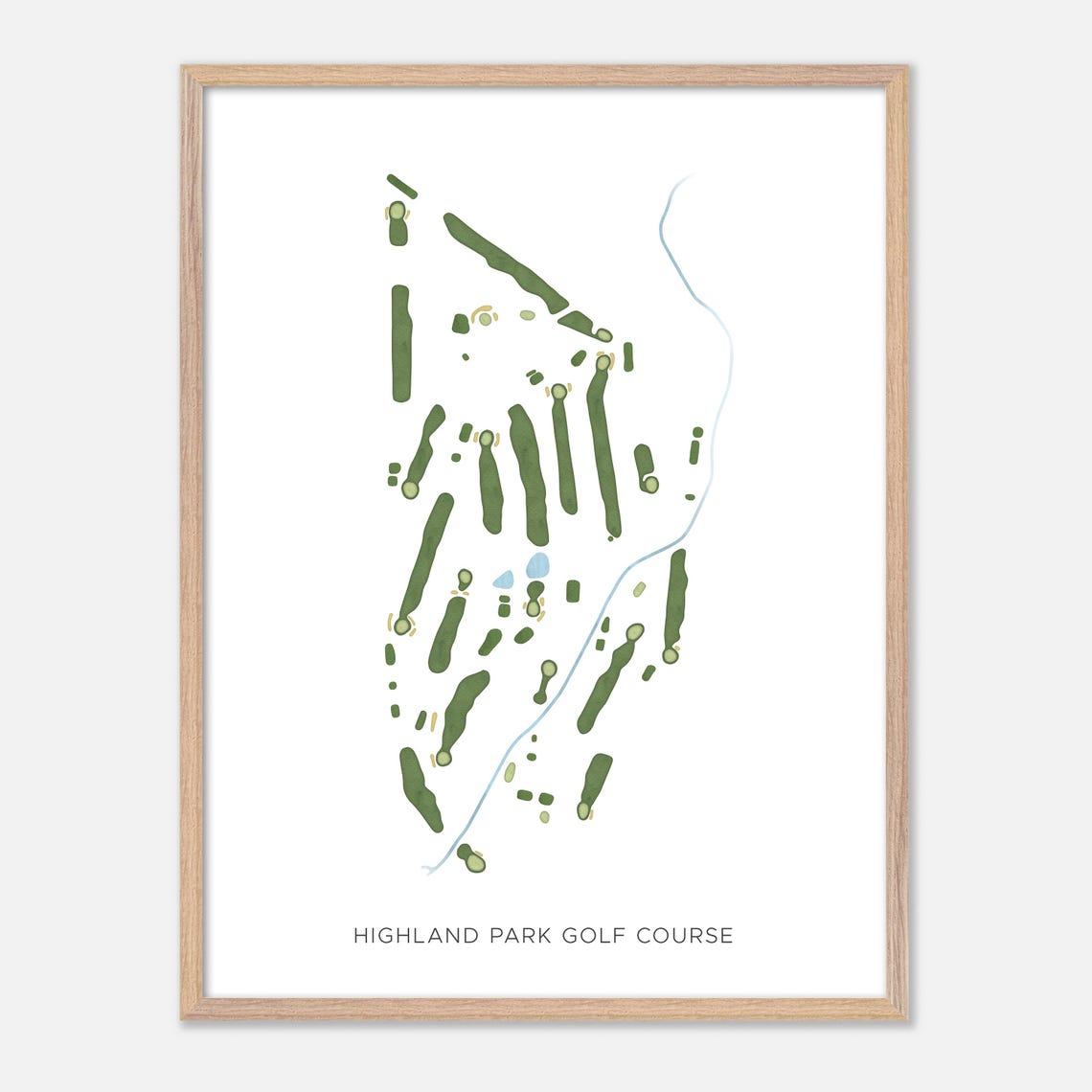 Highland Park Golf Course Modern Minimalist Fairway Map Poster - Image 6