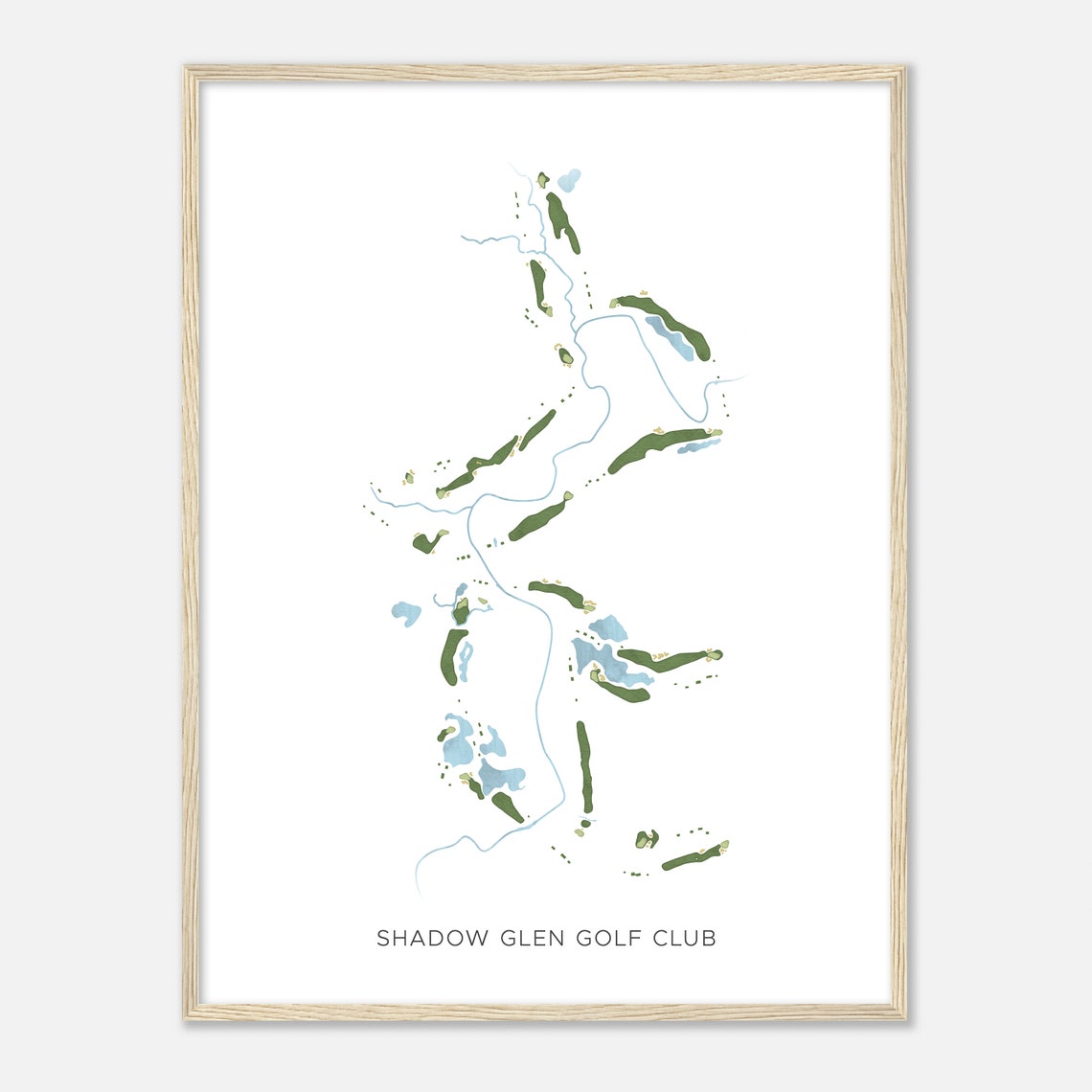 Shadow Glen Golf Club Texas Modern Watercolor Map Art Poster