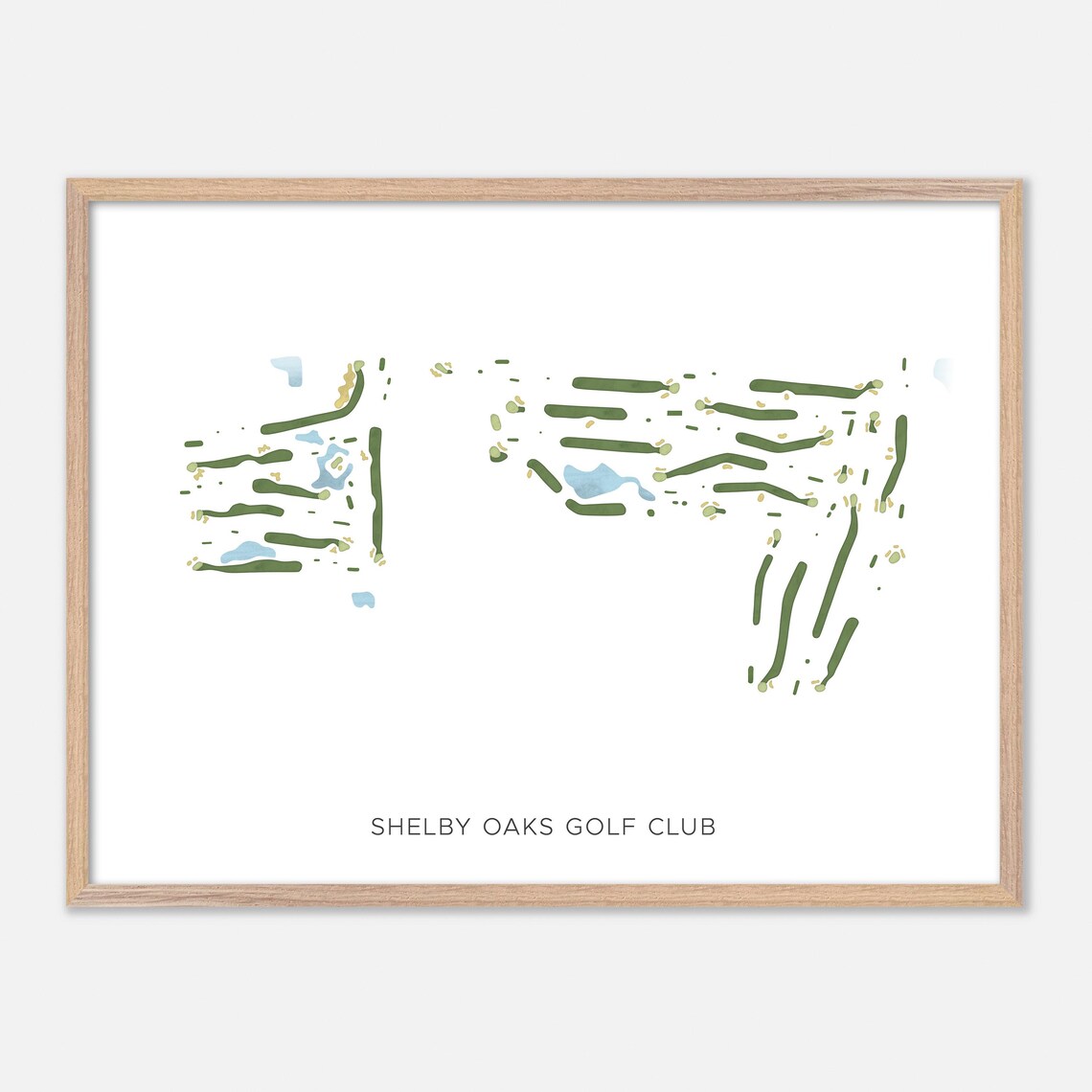 Shelby Oaks Golf Club Sidney Ohio Modern Watercolor Golf Map Poster