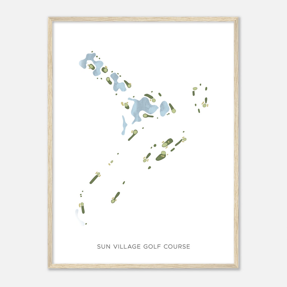 Sun Village Golf Course Modern Minimalist Fairway Map Poster