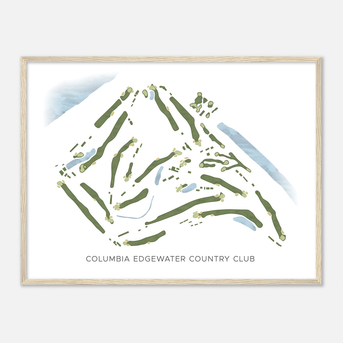 Columbia Edgewater Country Club Minimalist Golf Map Poster Art - Image 2