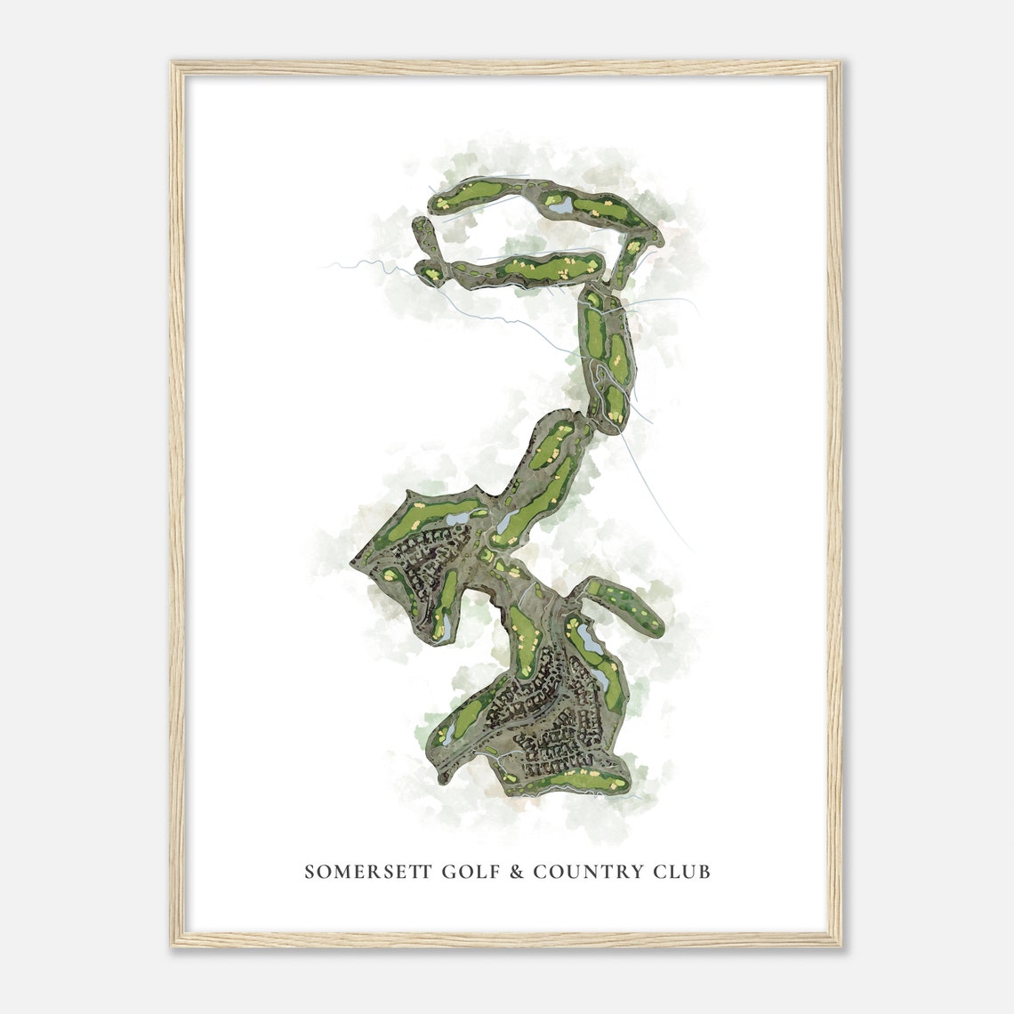 Somersett Golf and Country Club Watercolor Course Map Poster