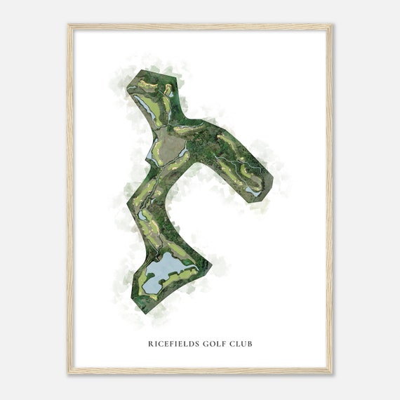 Ricefields Golf Club Georgia Classic Watercolor Map Golfer Gift Golf Wall Art Golf Poster Print Course Layout