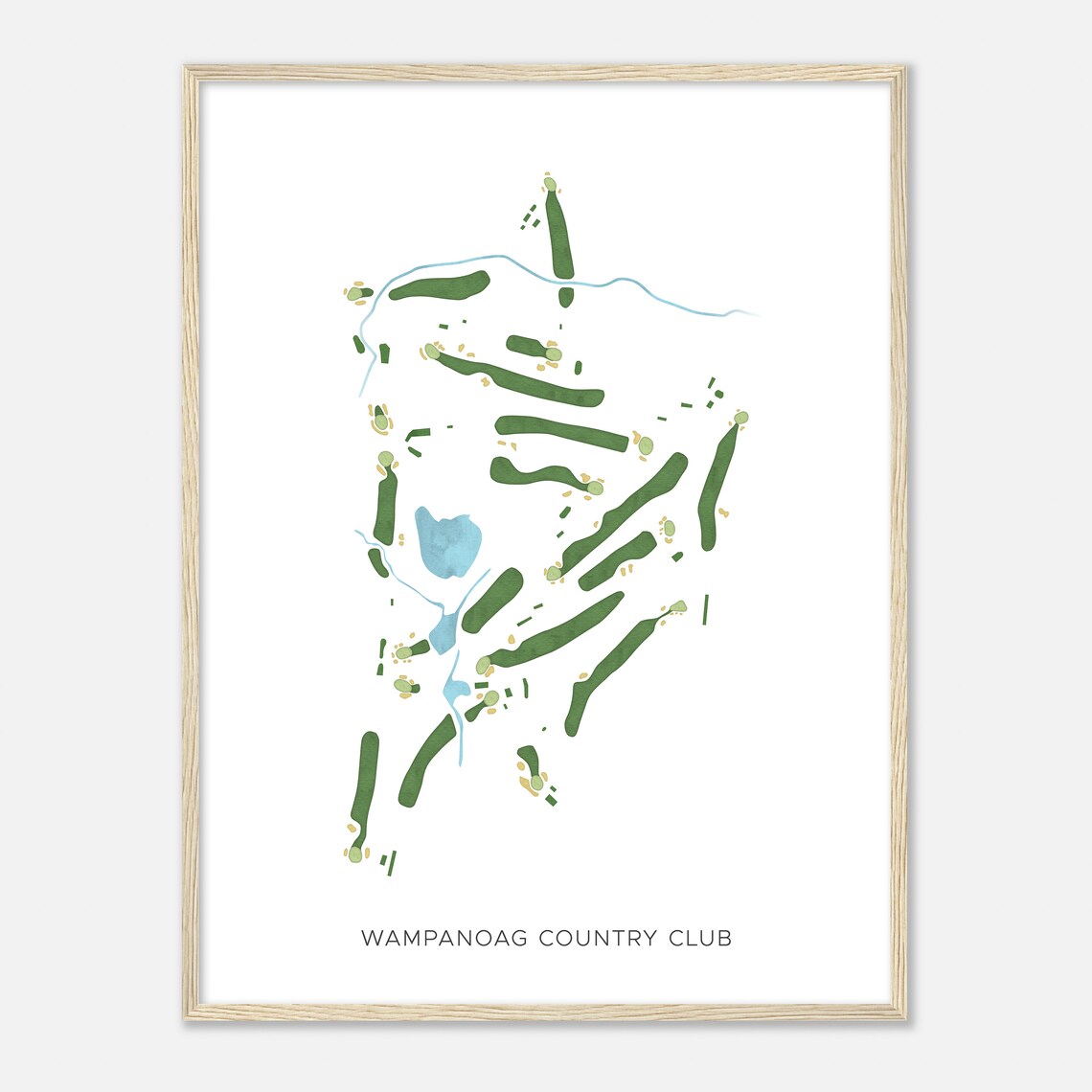 Wampanoag Country Club Connecticut Modern Watercolor Map Poster