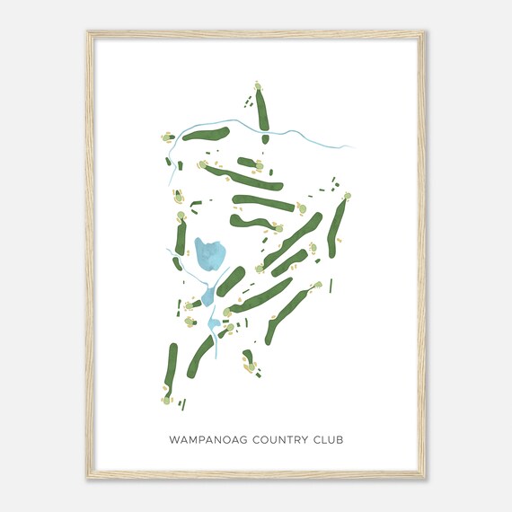 Wampanoag Country Club Connecticut Modern Watercolor Map Golfer Gift Golf Wall Art Golf Poster Print Course Layout