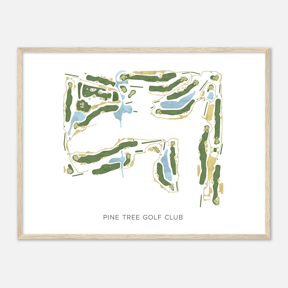 Pine Tree Golf Club Florida Modern Watercolor Map Golf Poster