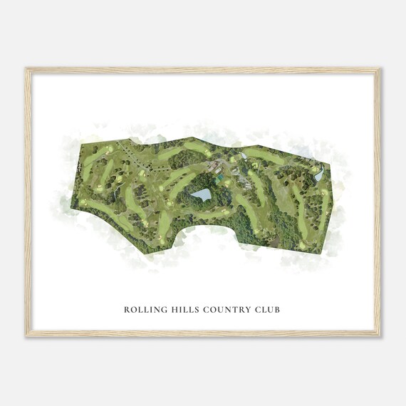 Rolling Hills Country Club Kentucky Classic Watercolor Map Golfer Gift Golf Wall Art Golf Poster Print Course Layout