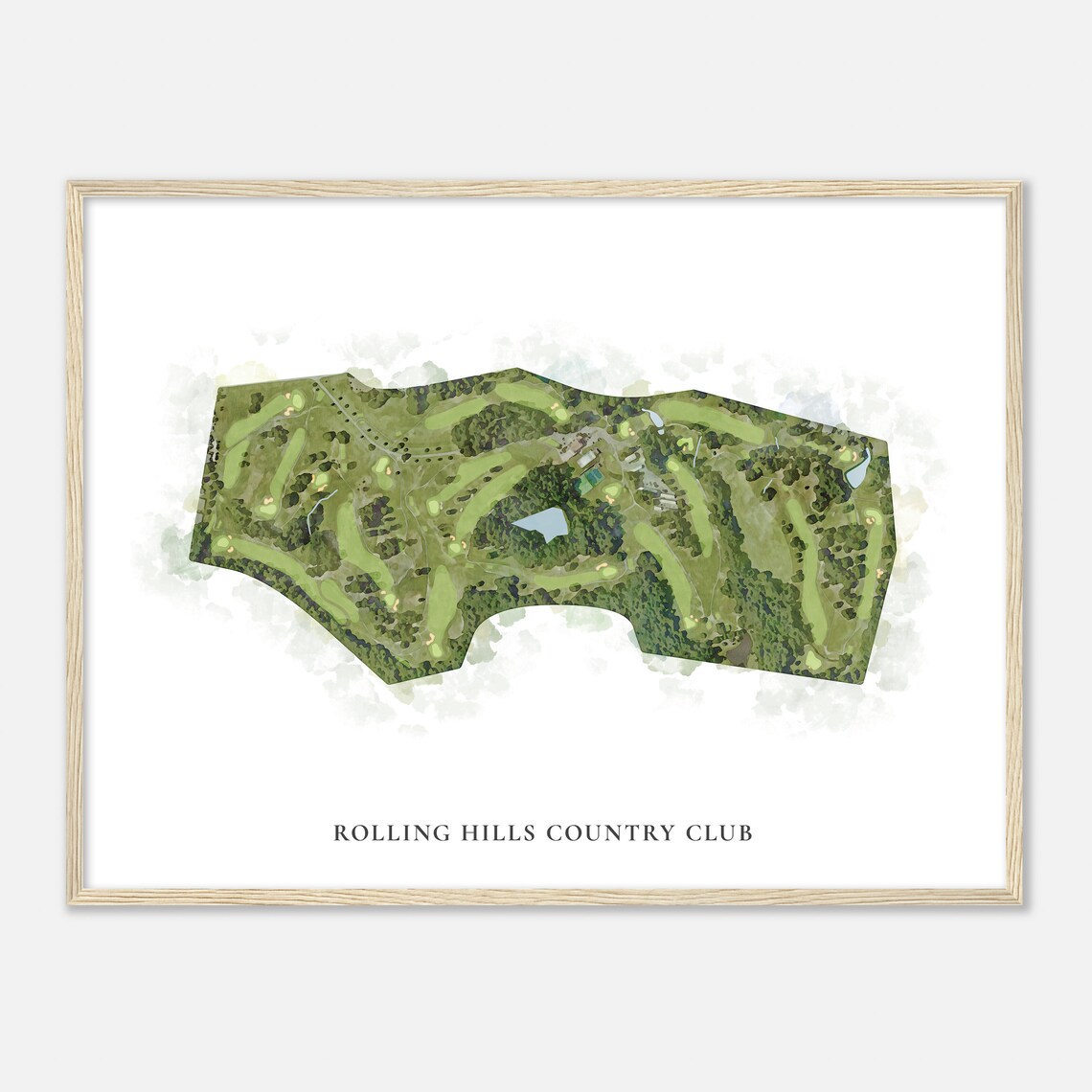 Rolling Hills Country Club Kentucky Classic Watercolor Map Golfer Gift Golf Wall Art Golf Poster Print Course Layout