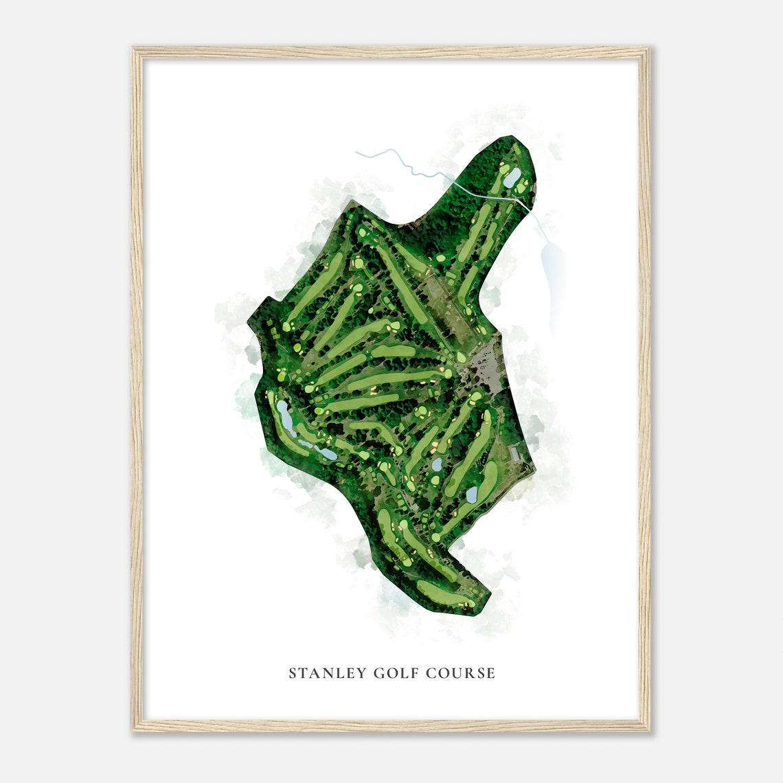 Stanley Golf Course Satellite Aerial Watercolor Map Layout Poster - Image 2