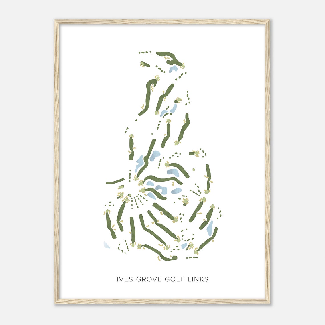 Ives Grove Golf Links Watercolor Course Fairway Map Art Poster