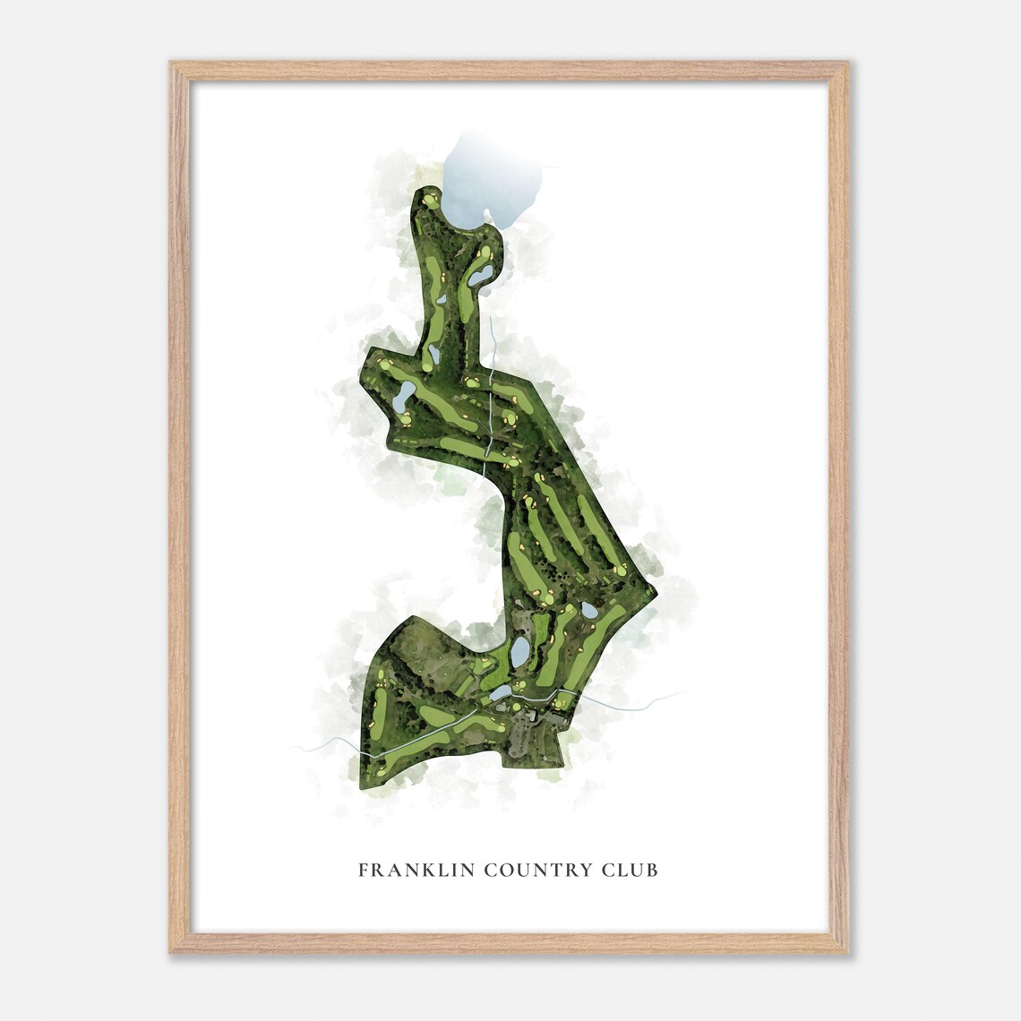 Franklin Country Club Massachusetts Classic Watercolor Map Poster - Image 2
