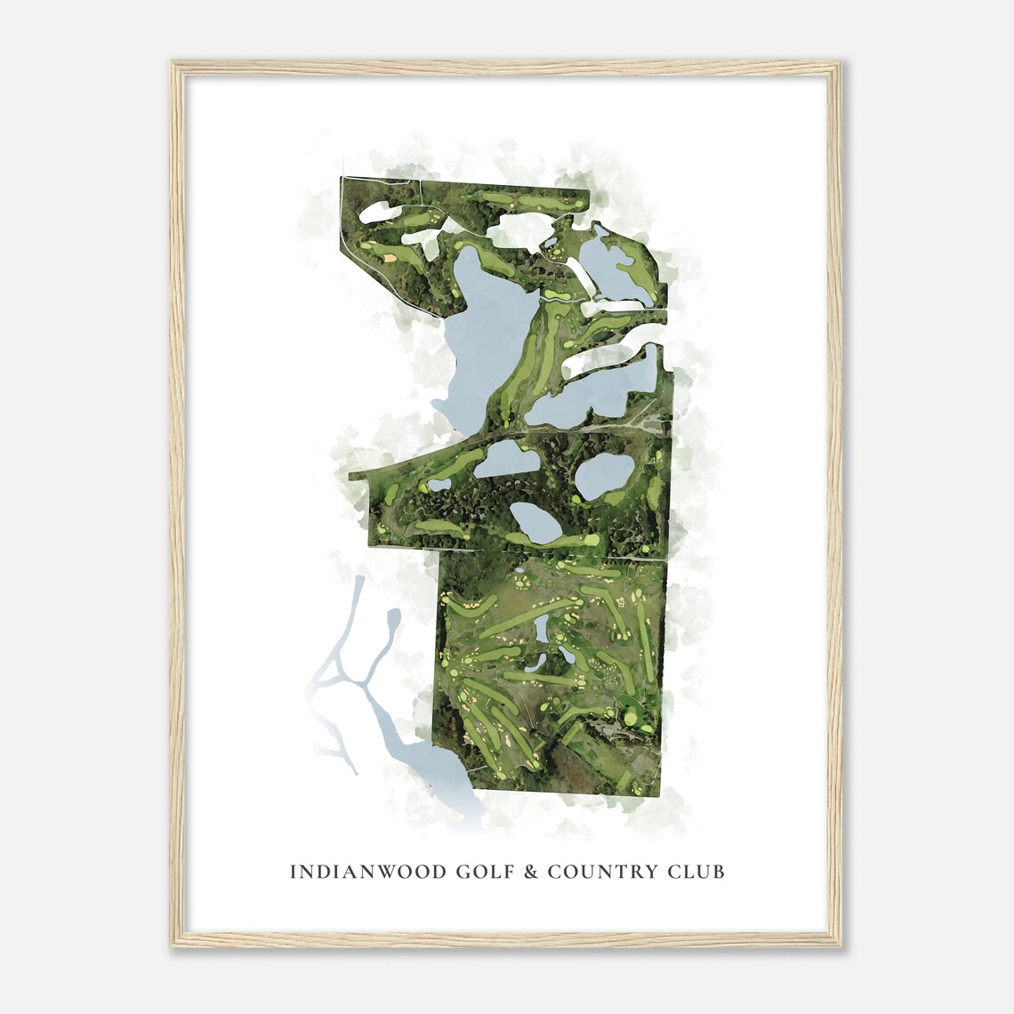 Indianwood Golf And Country Club Michigan Watercolor Map Poster - Image 2