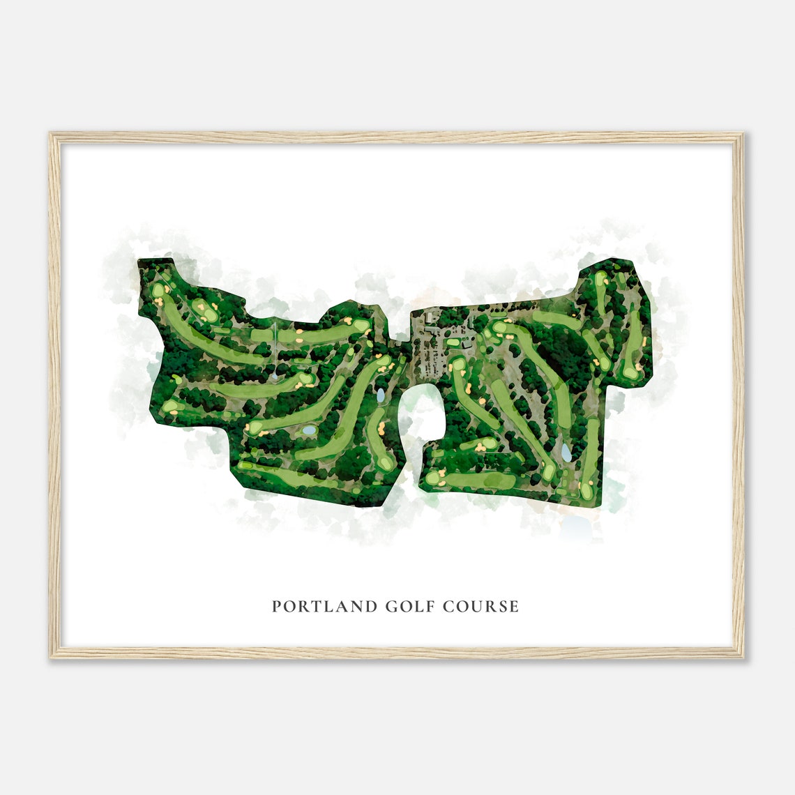 Portland Golf Course Classic Watercolor Golf Course Map Art Poster